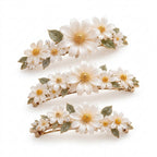 Lqazoun™ Daisy Meadow Side Hair Clip – Floral Daisy Barrette, Layered Flower Side Clip for Women, Botanical Hair Accessory
