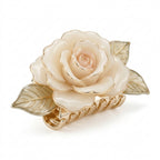 Lqazoun™ Rose Reverie Sculpted Claw Clip – Rose Flower Hair Claw, Romantic Updo Clip, Botanical Hair Accessory for Women