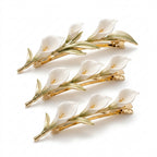 Lqazoun™ Lily Arc French Barrette – Calla Lily Hair Clip, Sculptural Floral Barrette, Elegant Botanical Hair Accessory