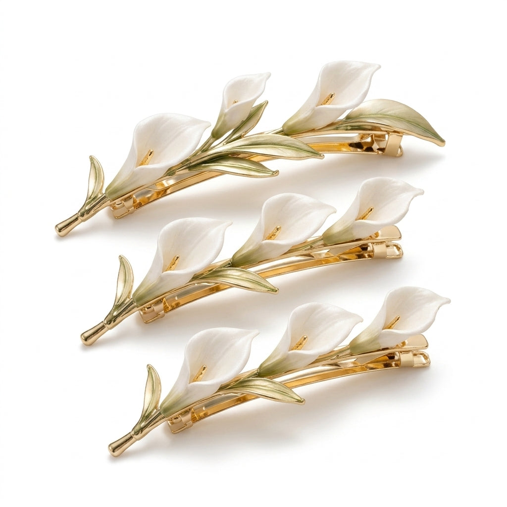 Lqazoun™ Lily Arc French Barrette – Calla Lily Hair Clip, Sculptural Floral Barrette, Elegant Botanical Hair Accessory