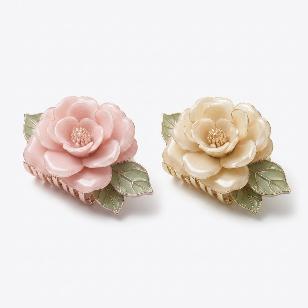 Lqazoun™ Peony Cloud Hair Claw – Soft Petal Flower Clip for Women, Elegant Floral Updo Hair Accessory