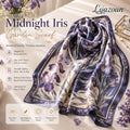 Lqazoun™ Midnight Iris Garden Scarf – Iris Floral Square Satin Neck Scarf, Women's Hair & Handbag Wrap