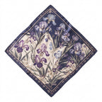 Lqazoun™ Midnight Iris Garden Scarf – Iris Floral Square Satin Neck Scarf, Women's Hair & Handbag Wrap