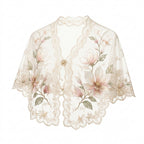 Lqazoun™ Magnolia Lace Shoulder Cape – Women's Floral Capelet, Embroidered Petal Shoulder Wrap, Elegant Layering Accessory