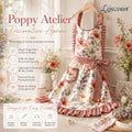Lqazoun™ Poppy Atelier Decorative Apron – Women's Floral Fashion Apron with Ruffle Trim, Boutique Kitchen & Hosting Accessory