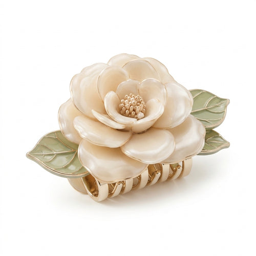 Lqazoun™ Camellia Fold Petal Claw – Layered Flower Hair Clip for Women, Elegant Medium Floral Claw Accessory