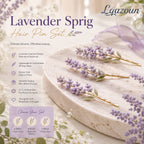 Lqazoun™ Lavender Sprig Pin Set – Botanical Floral Hair Pins, Delicate Flower Bobby Pins, Garden-Inspired Hair Accessories
